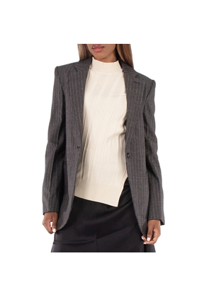 Stella McCartney Ladies Grey Pinstripe Single-Breasted Blazer