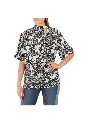 Stella McCartney Black Silk Foral Print Blouse
