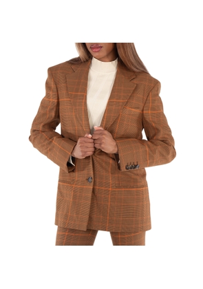 Stella Mccartney Ladies Brown Checked Single-Breasted Blazer