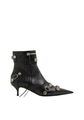 Balenciaga Womens Cagole Lambskin Buckle Zip Ankle Booties
