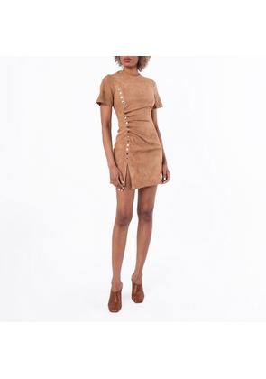 Paco Rabanne Suede Draped Short Dress