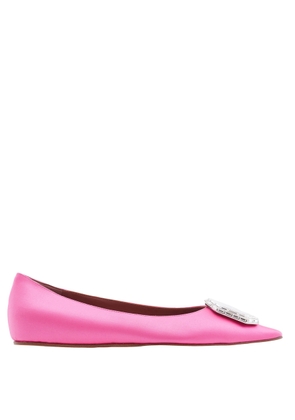 Amina Muaddi Pink Satin Camelia Ballerinas