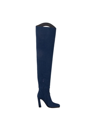 Burberry Ladies Shoreditch Denim Blue Porthole Detail Over-The-Knee Boots