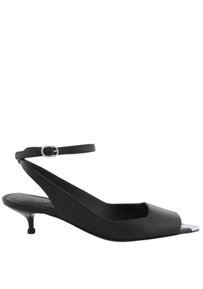 Alexander McQueen Black Leather Punk Ankle Strap Sandals