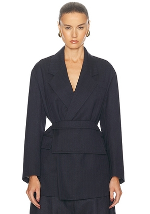 Bottega Veneta Double Breasted Blazer in Black & Blue Melange - Black. Size 36 (also in ).