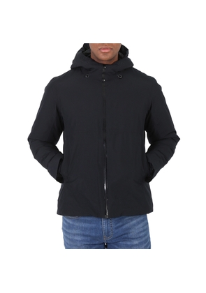 Save The Duck Mens Black Alvaro Logo-patch Hooded Padded Jacket