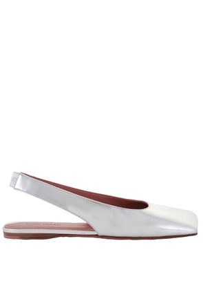 Amina Muaddi Mirror Silver Ane Slingback Flats