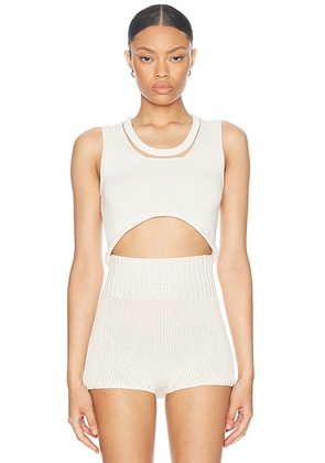 Aisling Camps Cropped Tank Top in Ivory - Ivory. Size L (also in ).