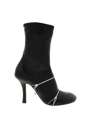 Burberry Peep Square Toe Leather Ankle Boots