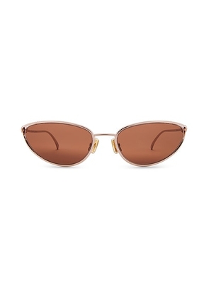 Bottega Veneta Narrow Cat Eye Sunglasses in Rose Gold & Warm Brown - Brown. Size all.