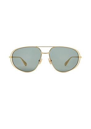 Bottega Veneta Aviator Sunglasses in Gold & Green - Metallic Gold. Size all.