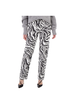 Rotate Printed Straight Zebra Jeans