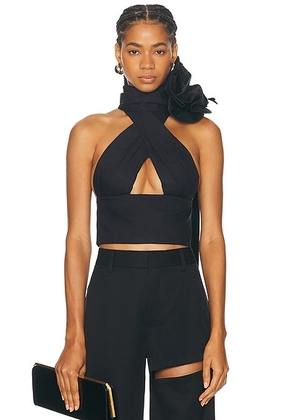 AREA Halter Top in Black - Black. Size 0 (also in 2).