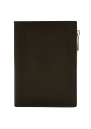 Burberry Military Embossed Check Zip Bifold Wallet