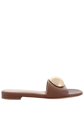 Gianvito Rossi Cuoio Embellished Leather Slides