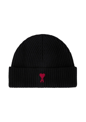 AMI Paris ADC Beanie in Black & Red - Black. Size all.