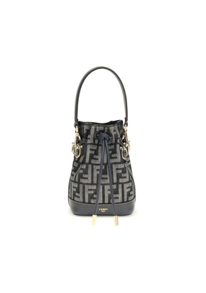 Fendi Mon Tresor Denim-Effect Ff Jacquard Mini Bucket Bag