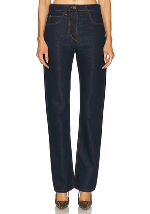 Etro Straight Leg Jeans in Multicolour On White Base - Denim-Dark. Size 28 (also in 29).