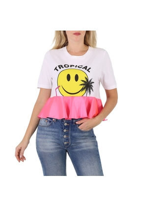 Filles A Papa Ladies T-Shirt Multicolor Smile Jersey White, Brand Size 1