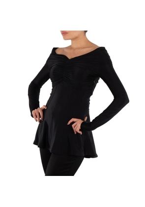 Rabanne Ladies Black Ruched Off-Shoulder Flared Top, Brand Size 36 (US Size 4)