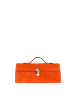 Savette Orange Suede Slim Symmetry Handbag
