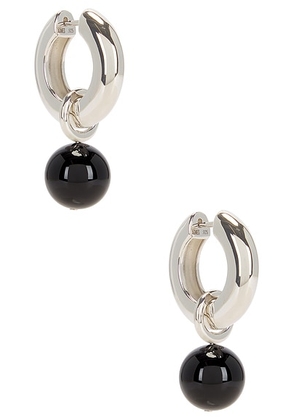 AGMES Sonia Earrings in Sterling Silver & Onyx - Metallic Silver. Size all.