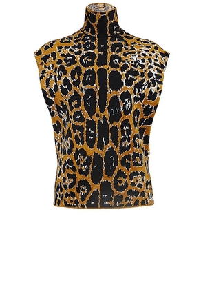 ALAÏA Leopard Top in Noir & Multicolor - Brown. Size 40 (also in ).