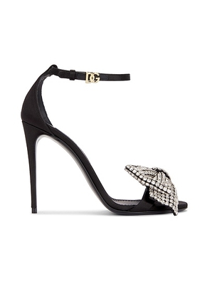Dolce & Gabbana Keira Bow Sandal in Nero & Crystal - Black. Size 38.5 (also in ).