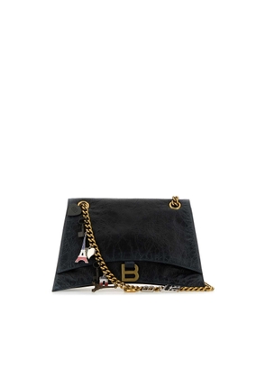 Balenciaga Black Leather Medium Crush Chain Shoulder Bag