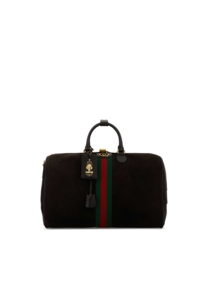 Dark Brown Suede Medium Gucci Savoy Travel Bag