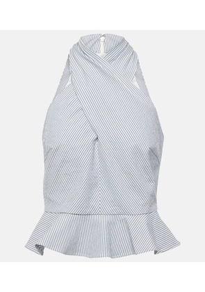 Veronica Beard Drey striped halterneck cotton top