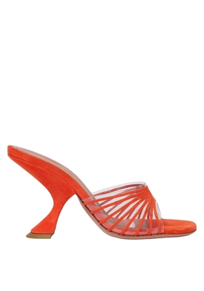 Amina Muaddi Mookie Suede PVC Comma-Heel Mules