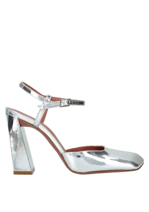 Amina Muaddi Ladies Silver Charlotte 95 mm Mirrored Leather Pumps