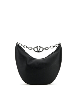 Valentino Garavani Black Leather Hobo Vlogo Moon Shoulder Bag