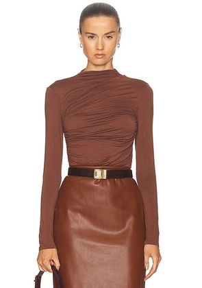 Enza Costa Viscose Jersey Twist Top in Nutshell - Brown. Size L (also in M, S, XL, XS).