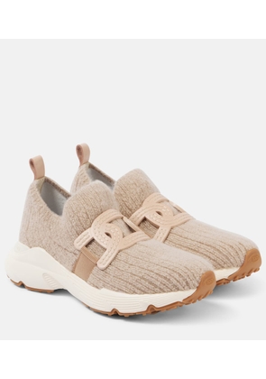 Tod's Leather-trimmed knit sneakers