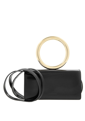 Ferragamo Debossed Logo Shoulder Bag in Black