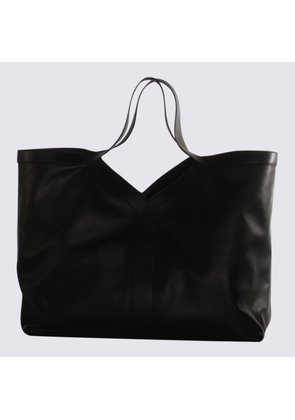 Saint Laurent Black Leather Y Maxi Top Handle Bag