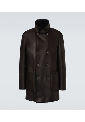 Giorgio Armani Reversible leather and shearling peacoat