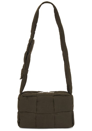 Bottega Veneta Medium Padded Tech Cassette Waxed Canvas in Olive & Silver - Olive. Size all.