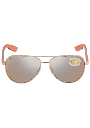Costa Del Mar PELI Copper Silver Mirror Polarized Polycarbonate Pilot Unisex Sunglasses 6S4002 400221 57