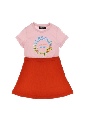 Young Versace Short Sleeve Floral Cotton Dress