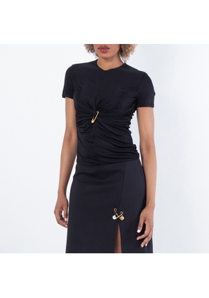 Versace Safety Pin Gathered Viscose Top
