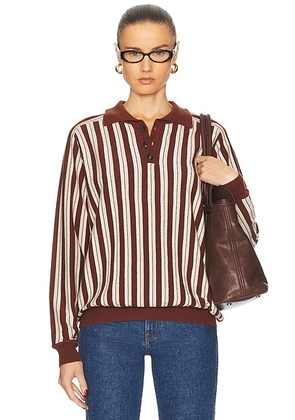 BODE Hogan Stripe Polo Sweater in Brown Multi - Brown. Size L (also in ).