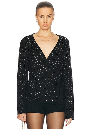 BODE Embellished Oak Wrap Cardigan in Black - Black. Size L (also in M, S, XS).