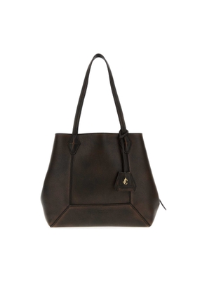 Jimmy Choo Dark Brown Leather Diamond Shopping Bag