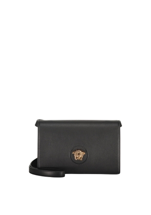 Versace Elegant Black Leather Bag Versatile
