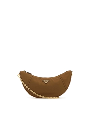 Camel Re-Nylon Prada Demi-Lune Shoulder Bag