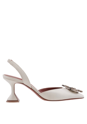 Amina Muaddi Begum 70 Satin Slingback Pumps, Brand Size 35 ( US Size 5 )