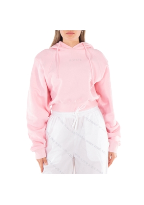 Rotate Ladies Almond Blossom Rhinestone-Studded Logo Cropped Hoodie